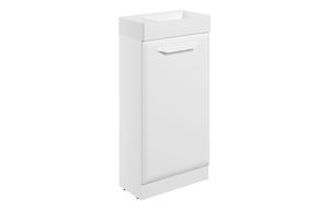 Stafford 410mm Floor Standing 1 Door Cloakroom Basin Unit w/1TH Basin - Matt White
